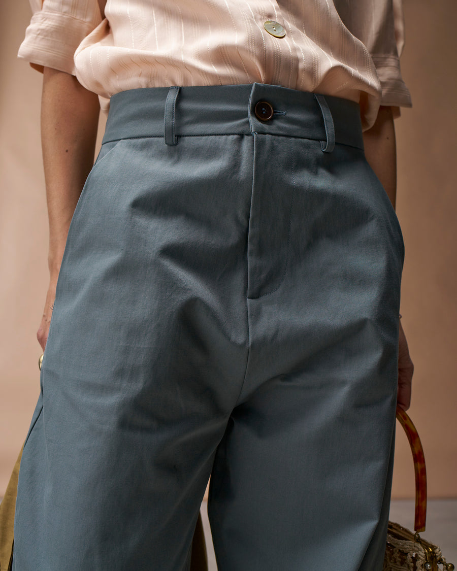 Pantalone Ettore | Cotone Forse Ceruleo