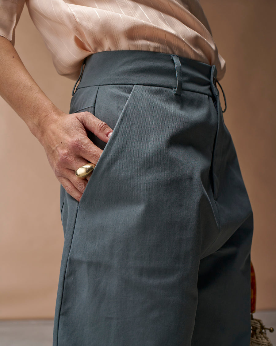 Pantalone Ettore | Cotone Forse Ceruleo