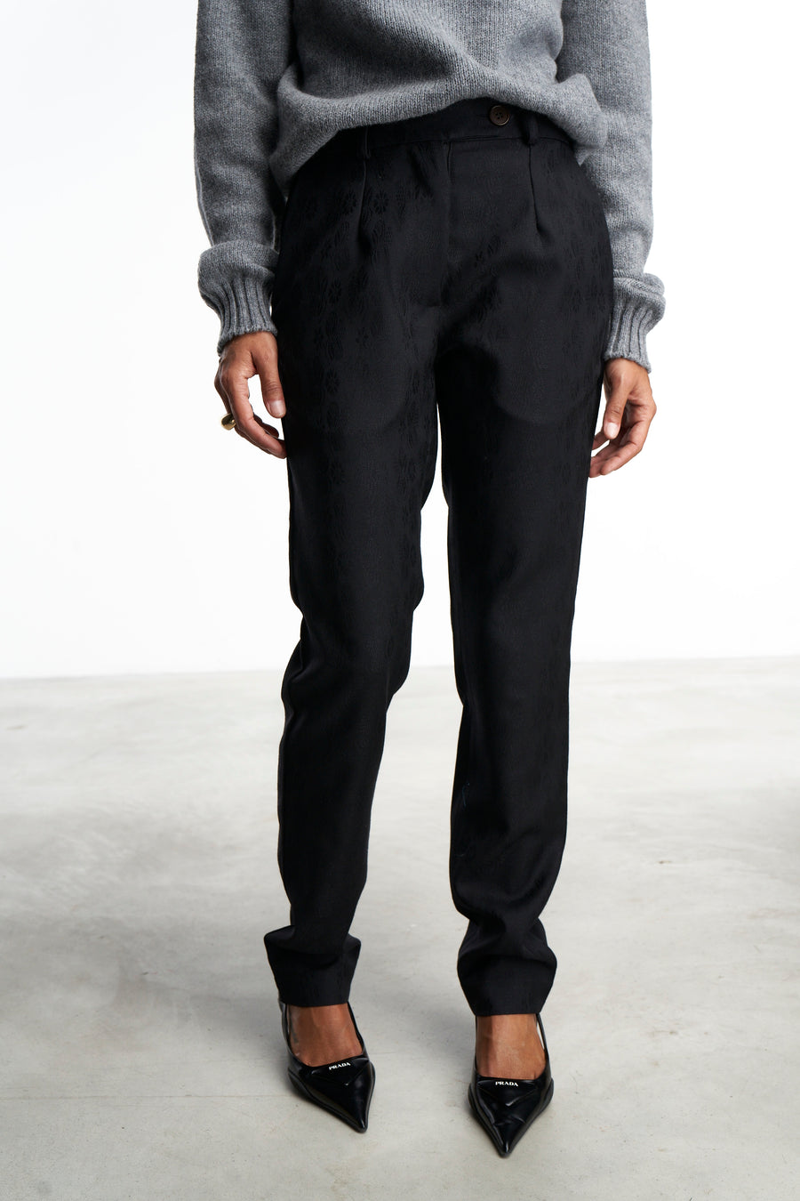 Pantalone Diego  | Lana Nero Damascato